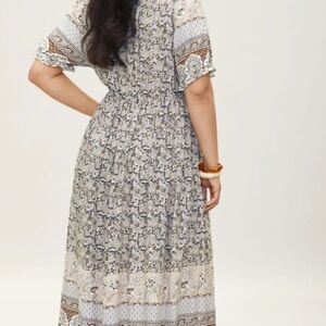 Boho Floral Tiered Maxi Dress in Cream